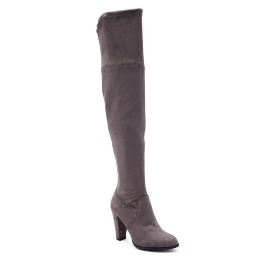 Over the Knee Gray Faux Suede Boots